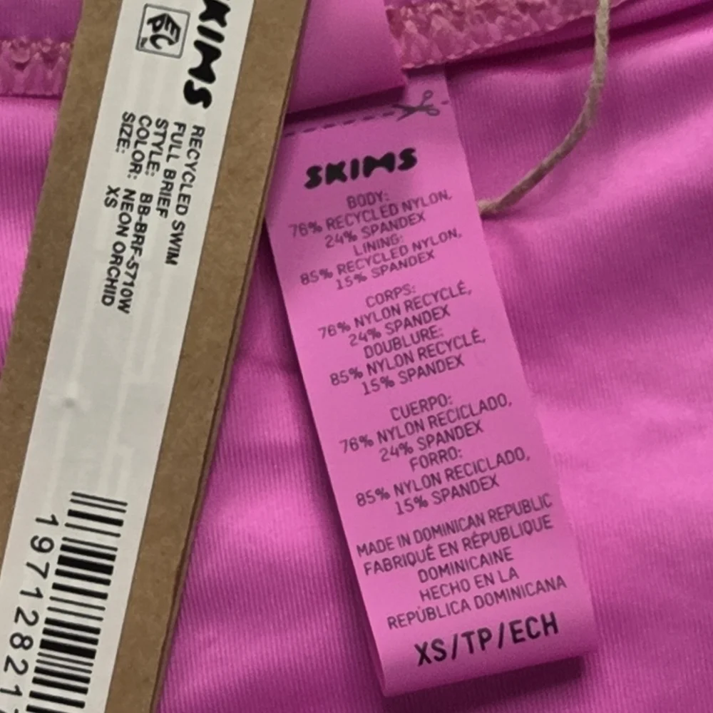 SKIMS RECYCLED SWIM FULL BRIEF BIKINI BOTTOM PANTY SWIMWEAR NEON ORCHID XSMALL